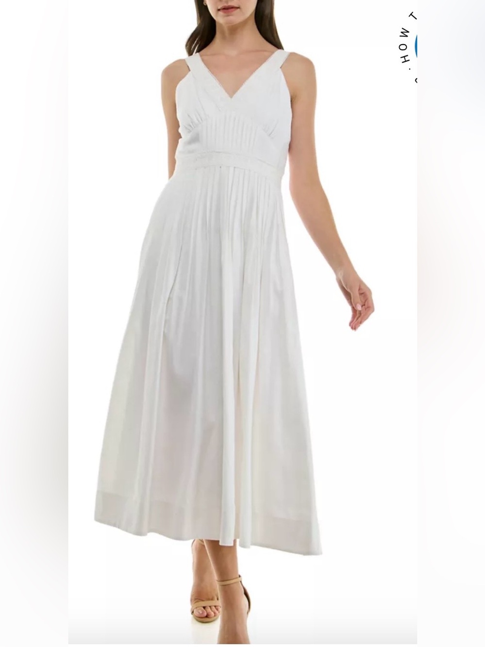 Taylor eggshell  V-Neck Sleeveless Midi Dress